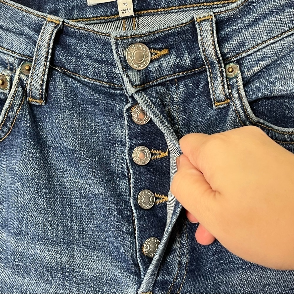 RE/DONE Originals Ankle Crop Jeans Women's 25 Mid70s Blue High Rise Vintage Slim - Picture 11 of 16